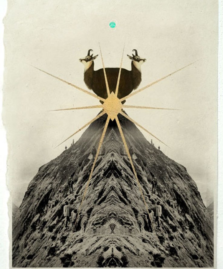 Tamoe, 2013,<br />
Digital print and coloured pencils on handmade paper, 35x50 cm