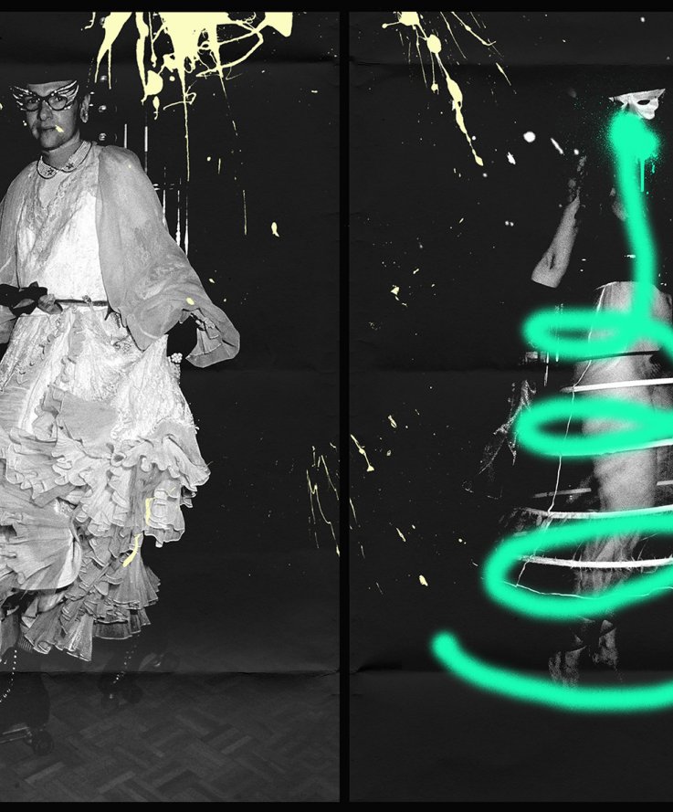 Snake Charmer I & II (diptych), 2016<br />
Inkjet print, silkscreen and color spray paint on archival mat paper, 90 x 130 cm.