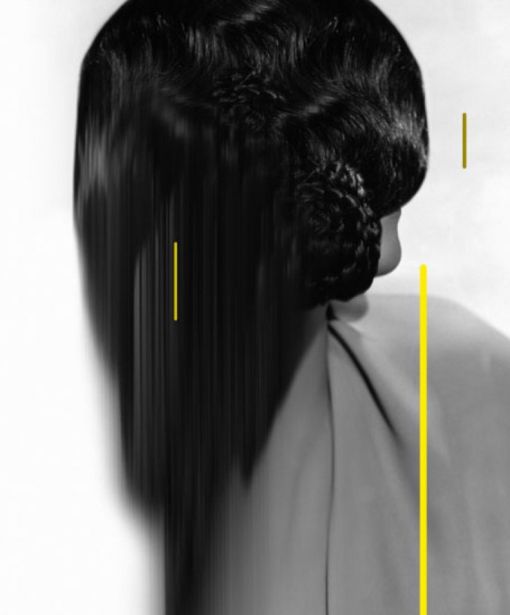 Murder at the Vanities [Kitty Carlisle], 2014, <br />
Inkjet print and acrylic colour spray on archival mat paper, 90 x 140 cm