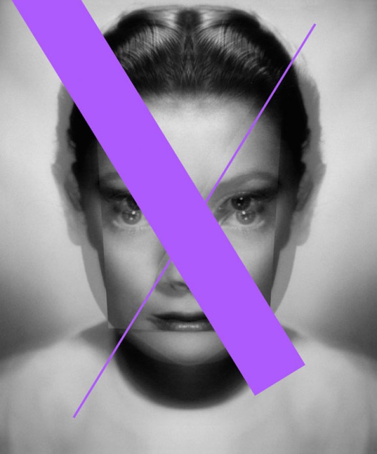 Rear Window II [Grace Kelly], 2014, <br />
Inkjet print and acrylic colour spray on archival mat paper, 90 x 110 cm