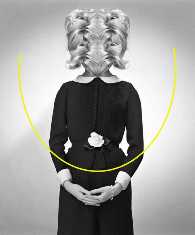 Vice and Virtue [Catherine Deneuve], 2014, <br />
Inkjet print and acrylic colour spray on archival mat paper, 90 x 110 cm